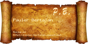 Pauler Bertalan névjegykártya